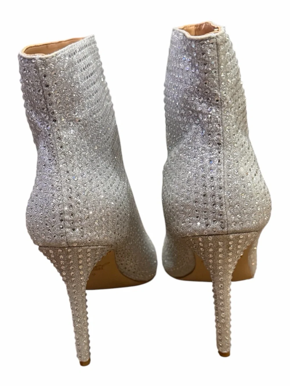 Jewel Badgley Mischka Silver Crystal-Studded Pointed-Toe Ankle Bootie